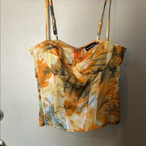 Orange Tie-Dye Corset Top